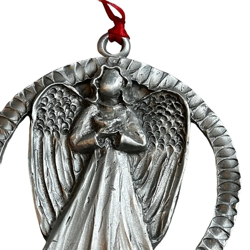 Carole Ranney Pewter Angel Christmas Ornament 2004 Sculpted Metal Round